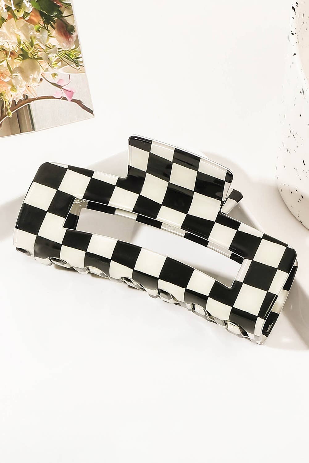 Checkered Print Hair Clip