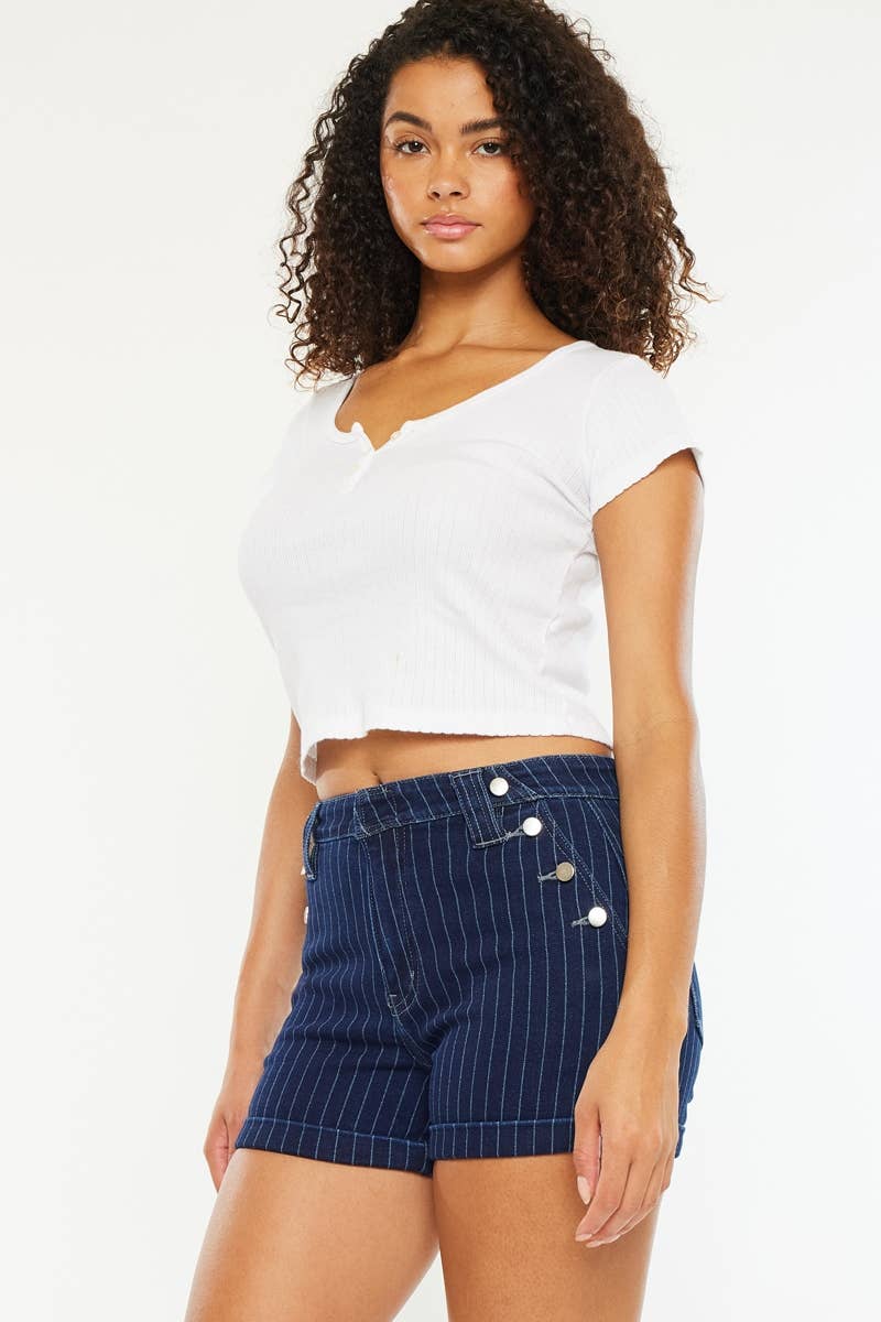 KanCan High Rise Stripe Shorts