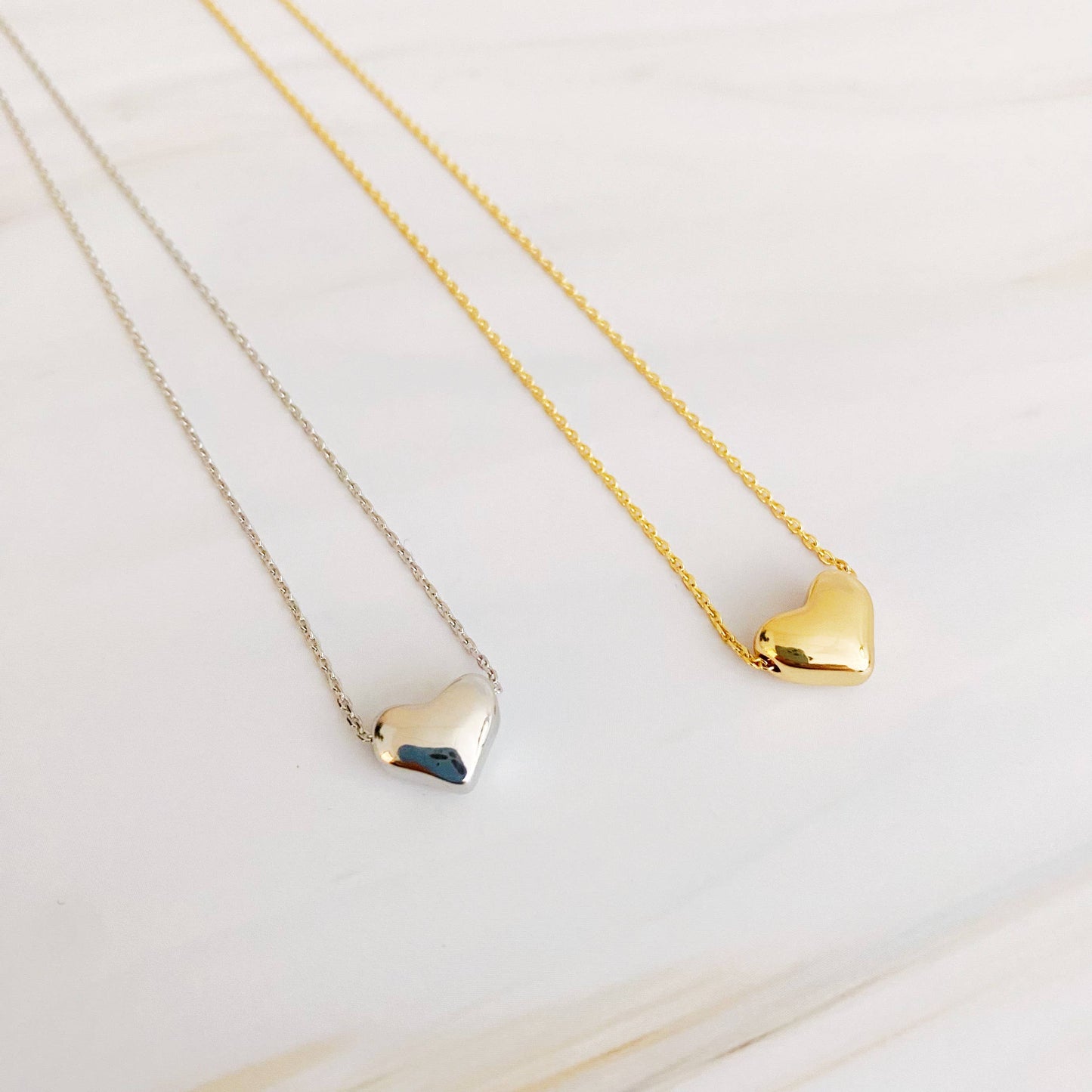 Love Bean Heart Necklace, Gold or Silver