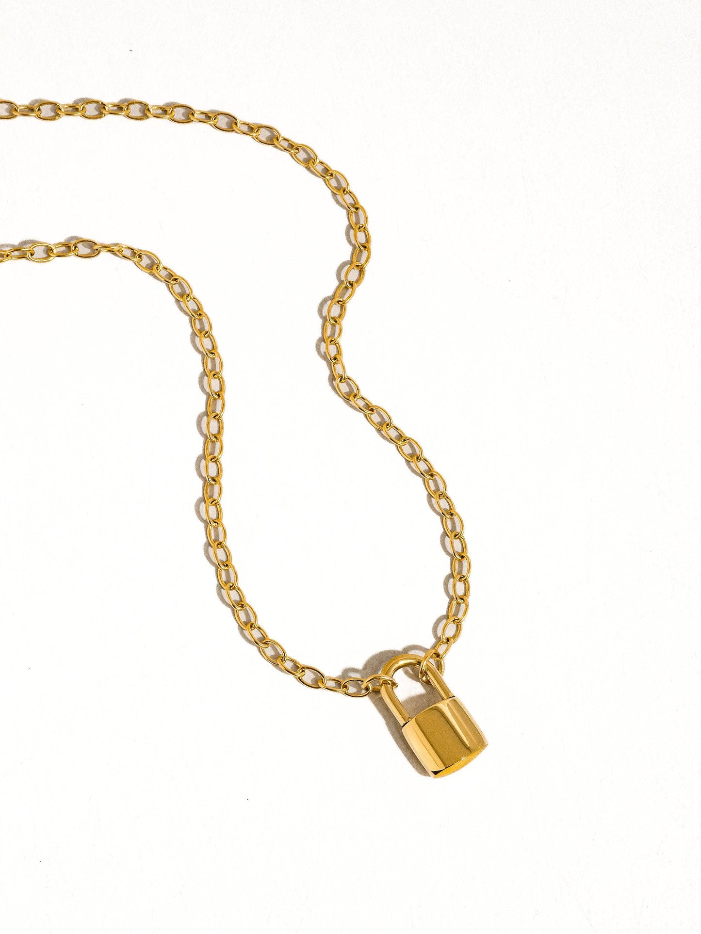 18K Non-Tarnish Lock Chain Necklace