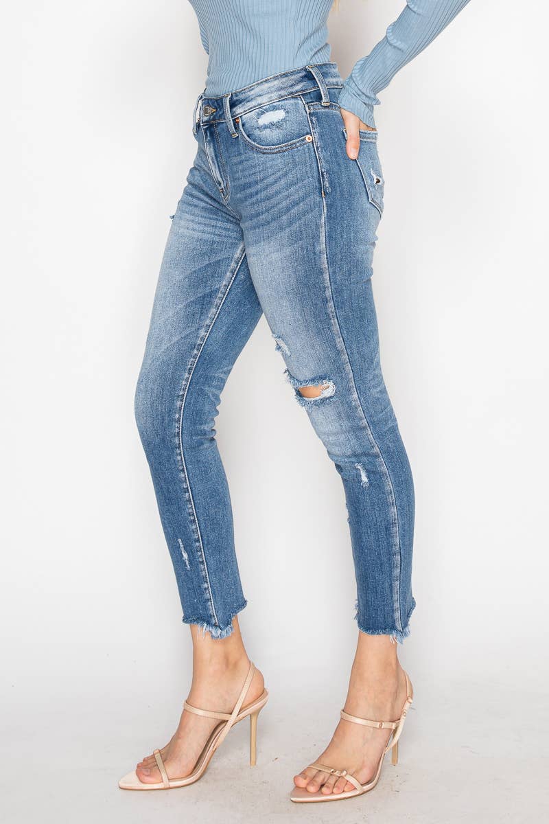 MID RISE STRETCH SKINNY STRAIGHT JEAN