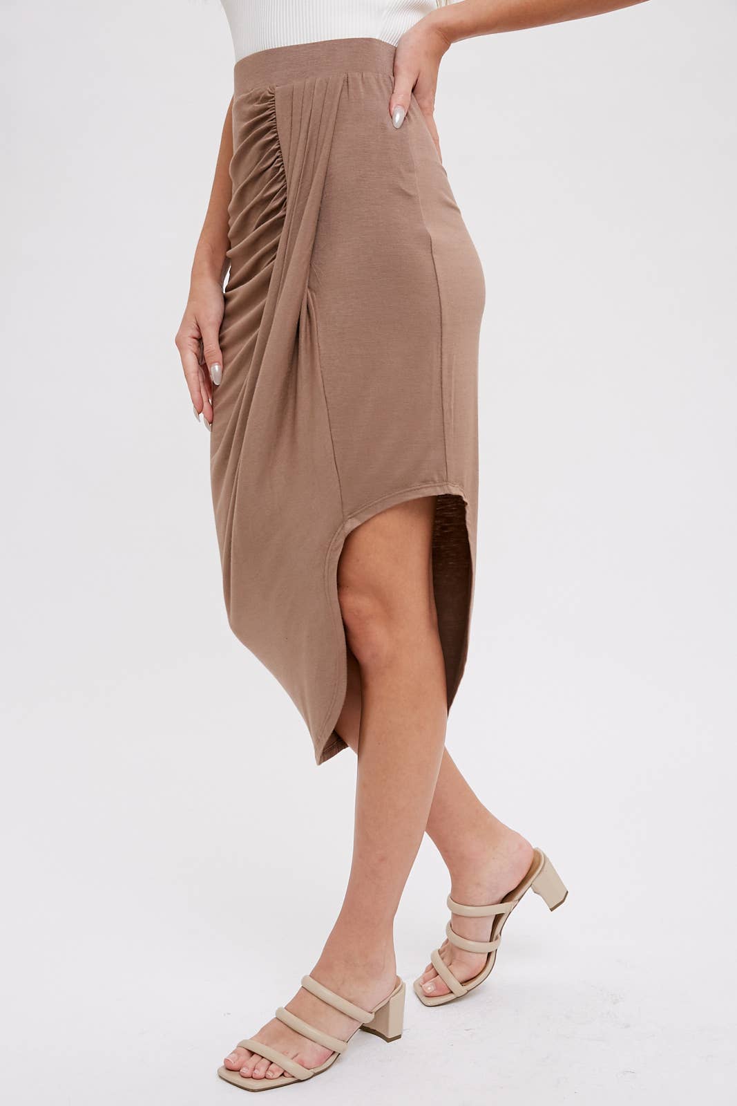 ASYMMETRICAL DRAPING JERSEY SKIRT