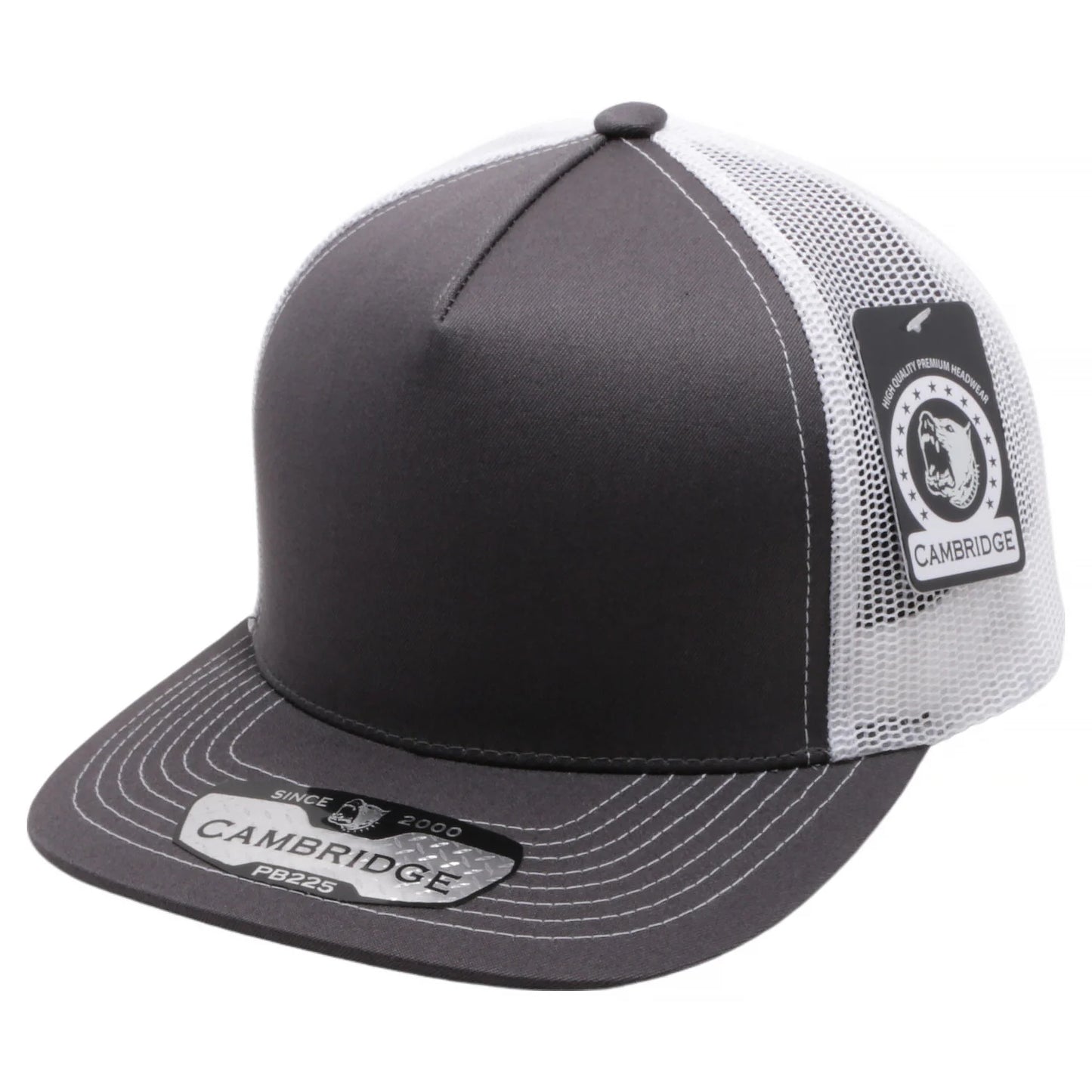 5 Panel Trucker Hat Charcoal-White