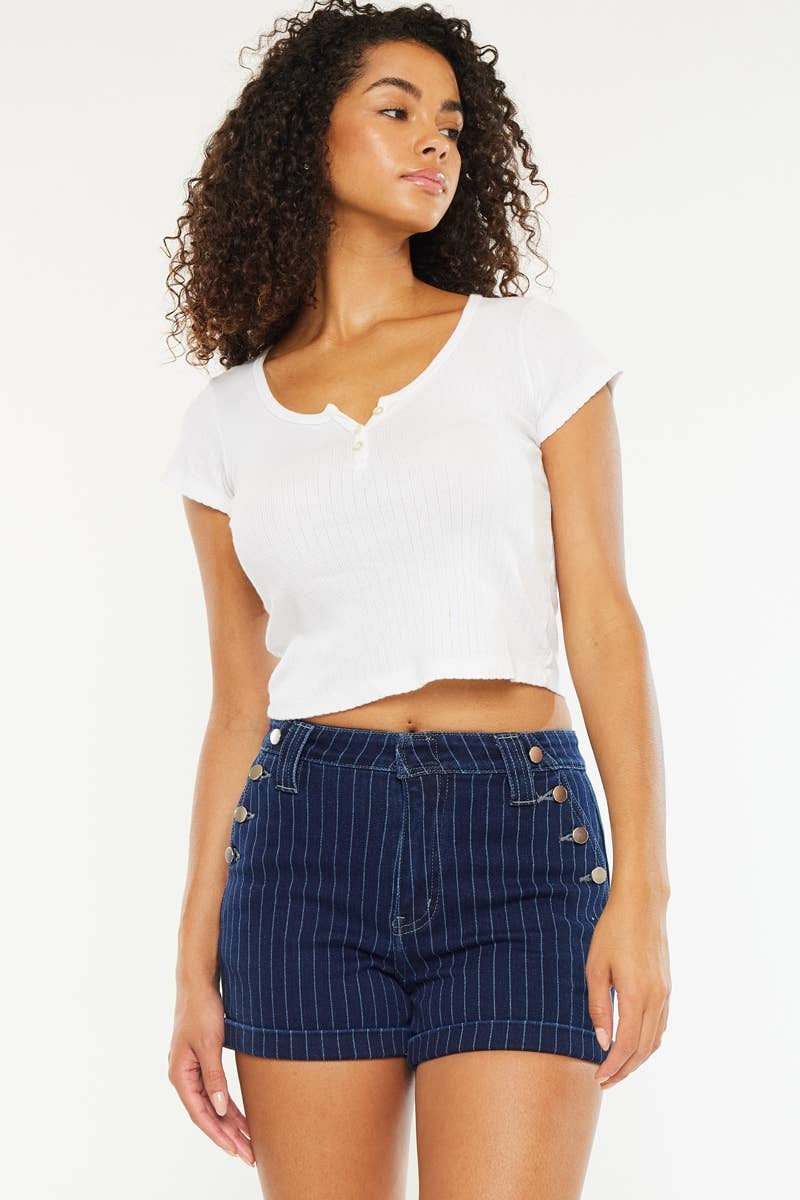 KanCan High Rise Stripe Shorts