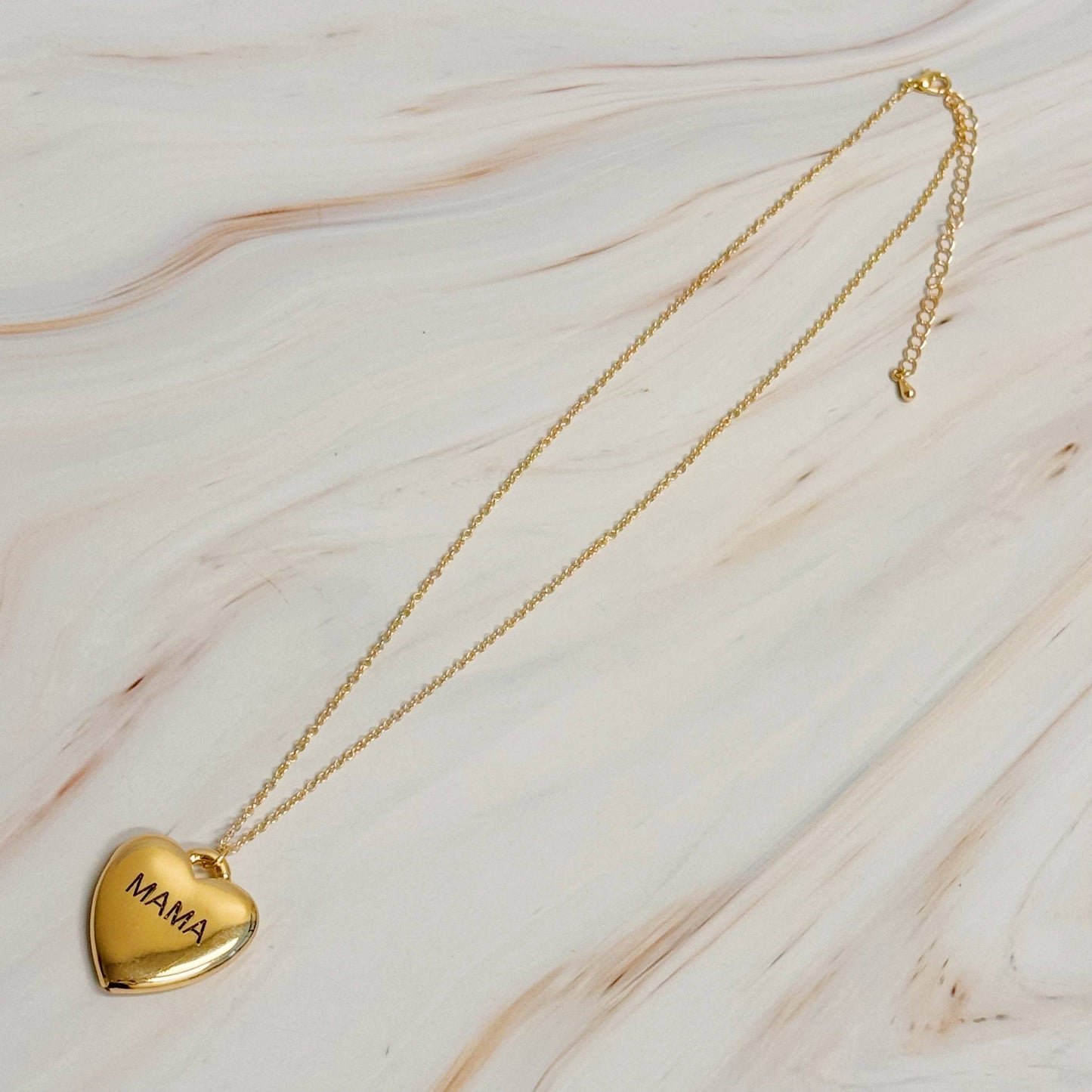 Mama Engraved Heart Pendant Necklace, Gold