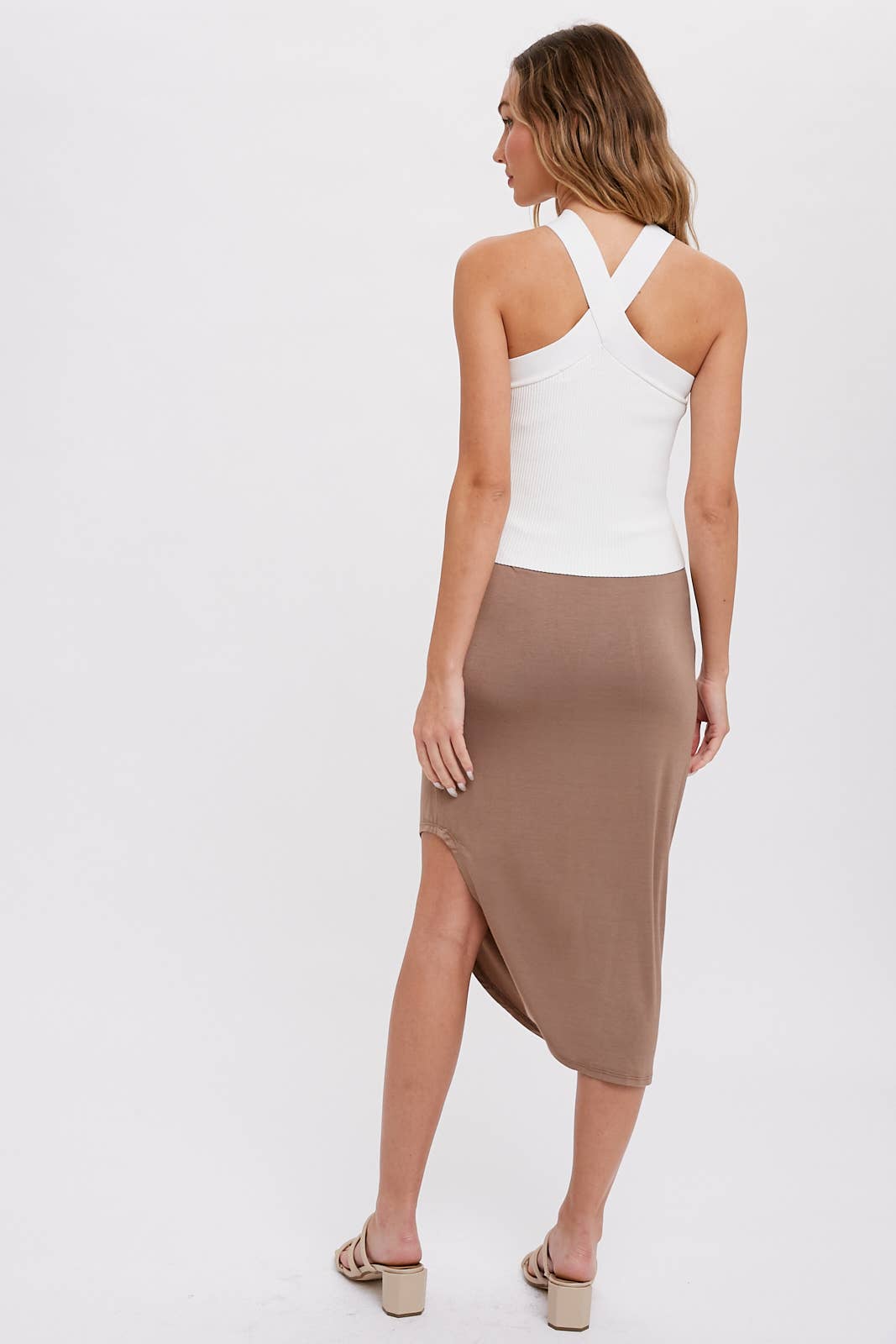 ASYMMETRICAL DRAPING JERSEY SKIRT