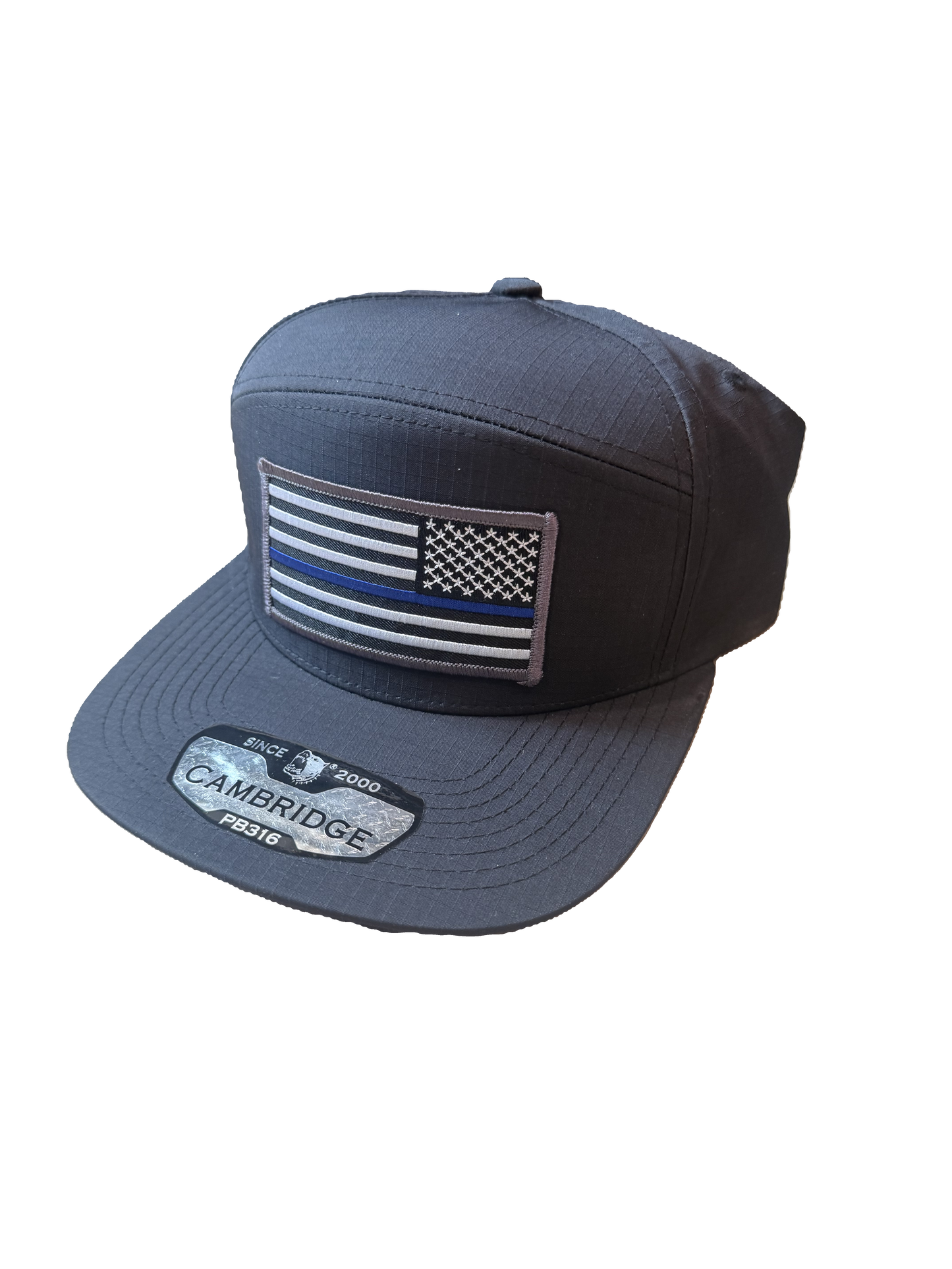 Black 6 Panel Blue Line