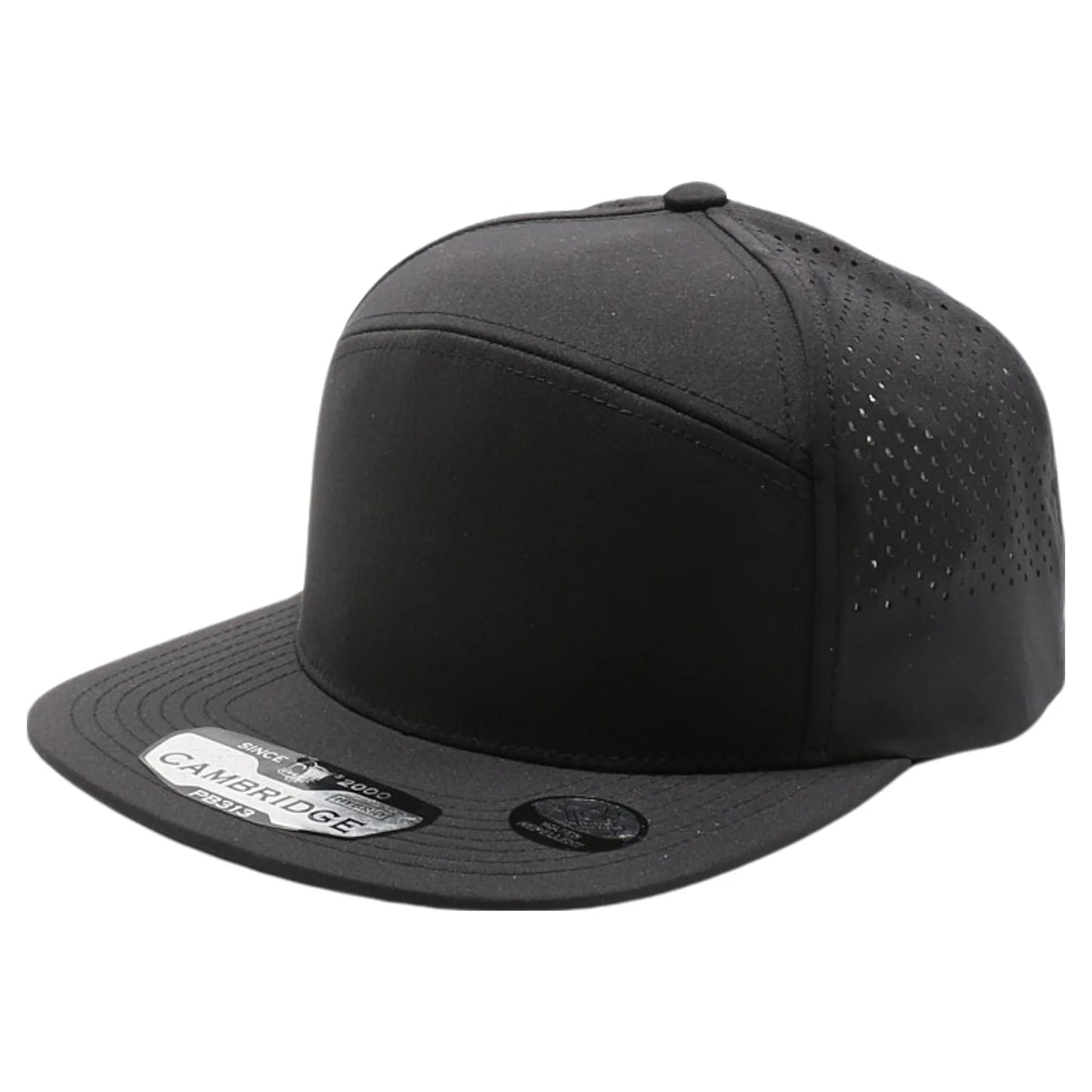 6 Panel Hybrid Perforated Flat Bill Black