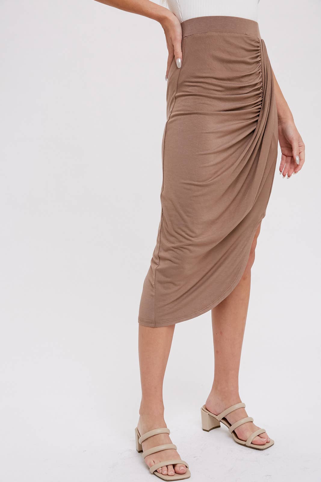 ASYMMETRICAL DRAPING JERSEY SKIRT