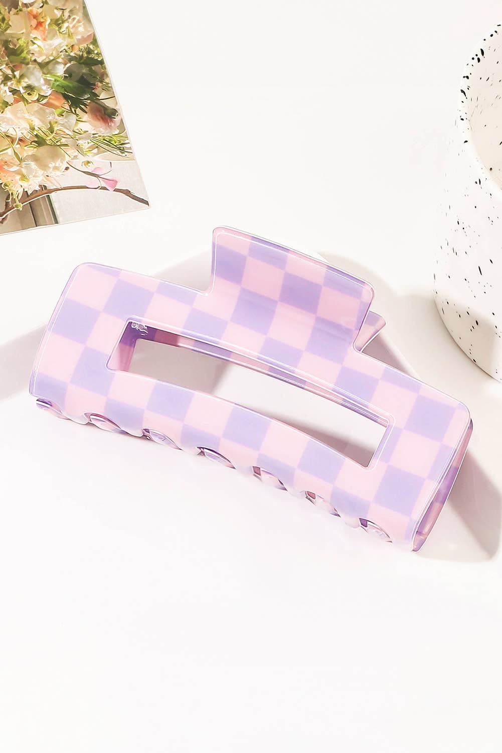 Checkered Print Hair Clip