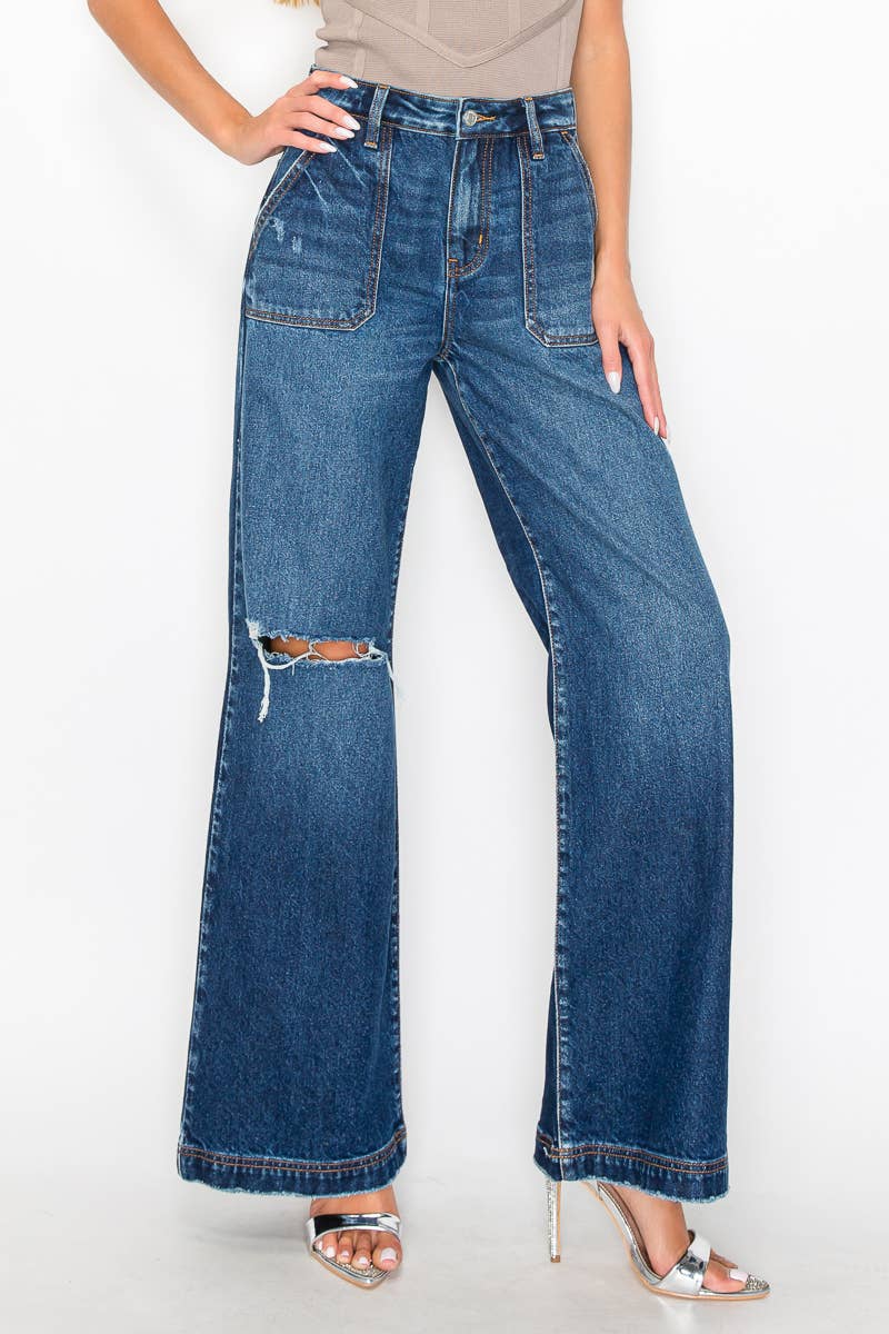 HIGH RISE RELAXED FLARE JEANS