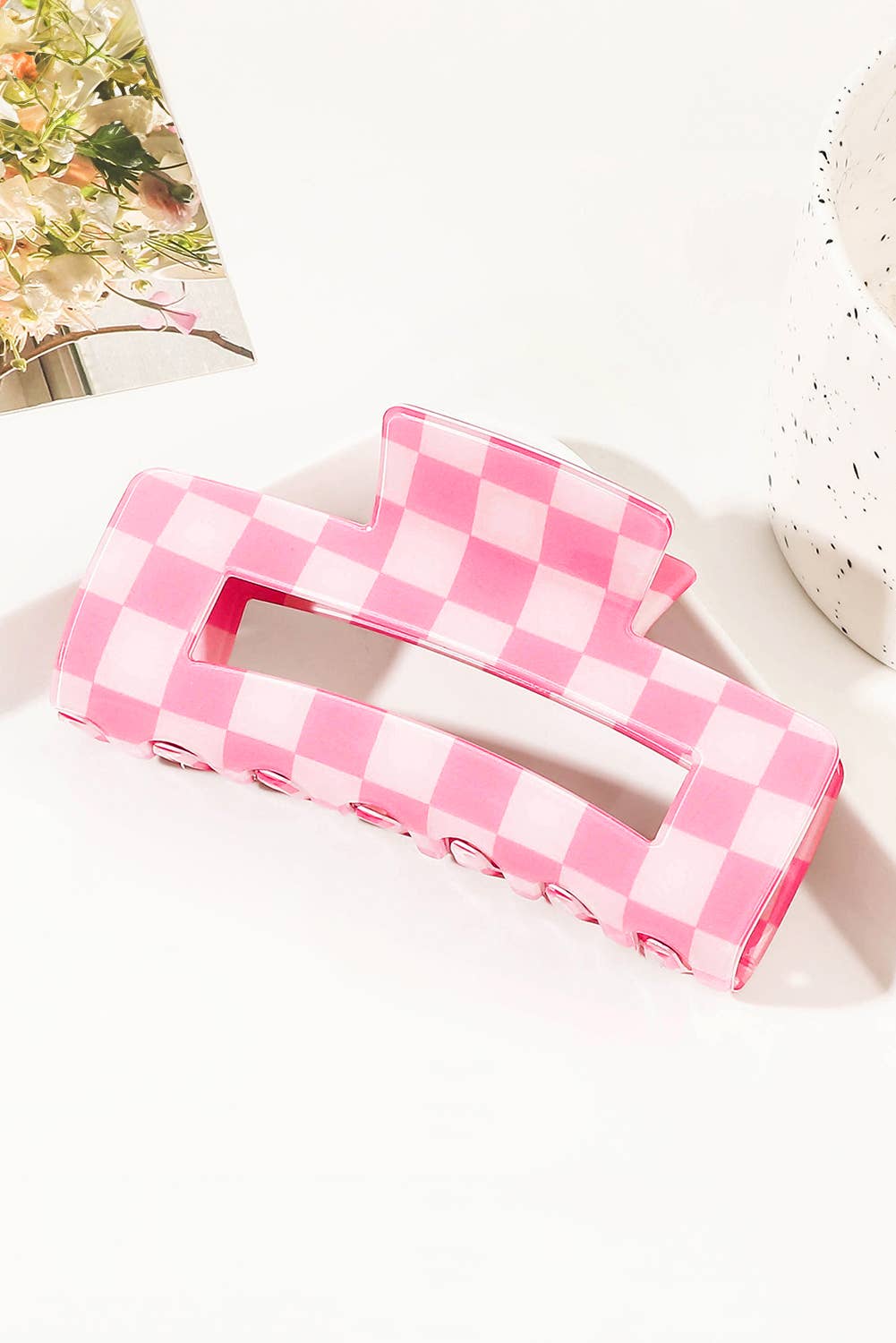 Checkered Print Hair Clip