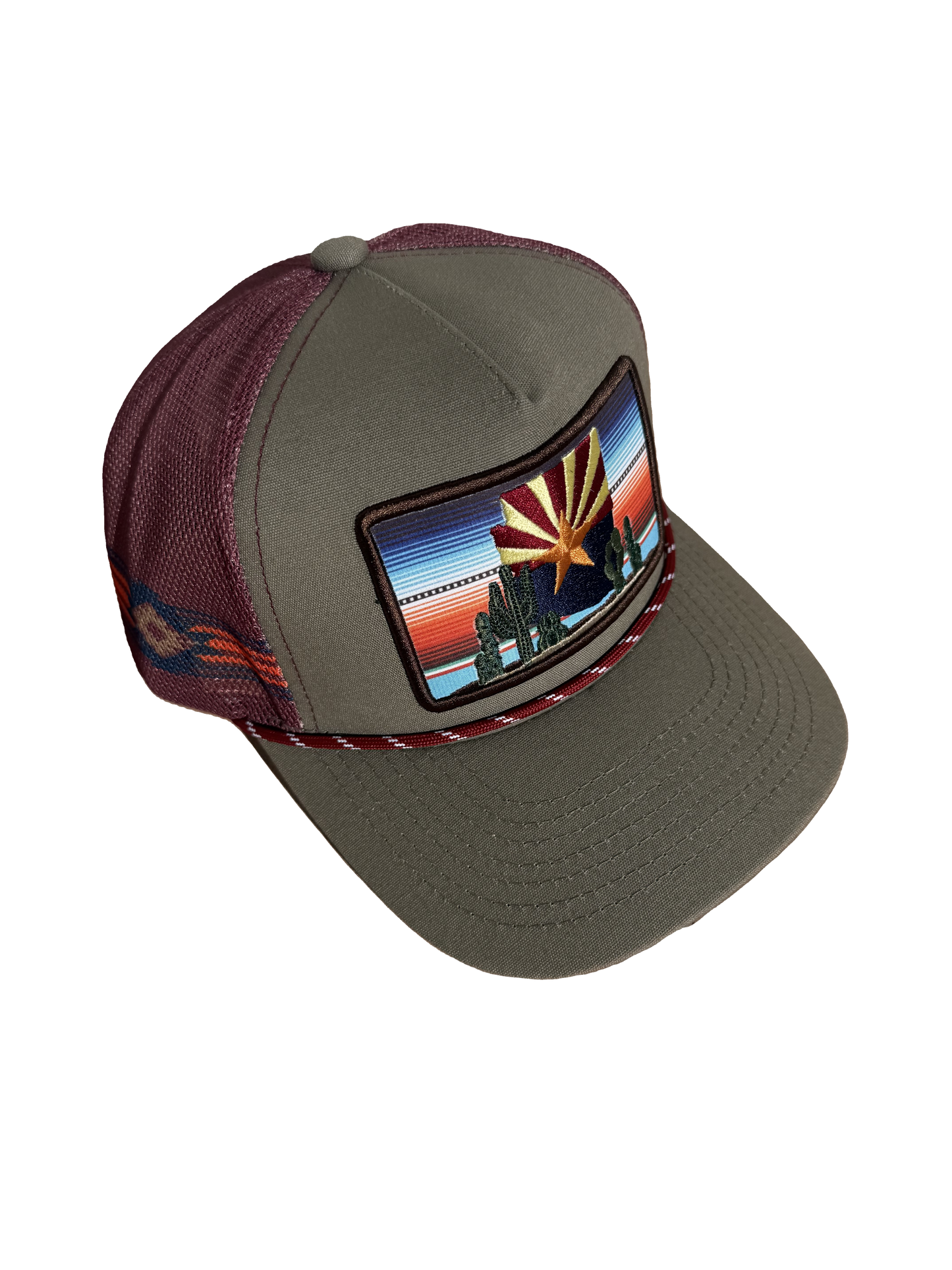 Arizona Gray & Burgundy, With Rope, Mesh Snapback