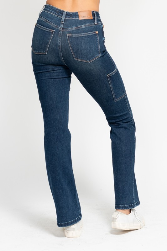 High Waist Cargo Bootcut Jeans