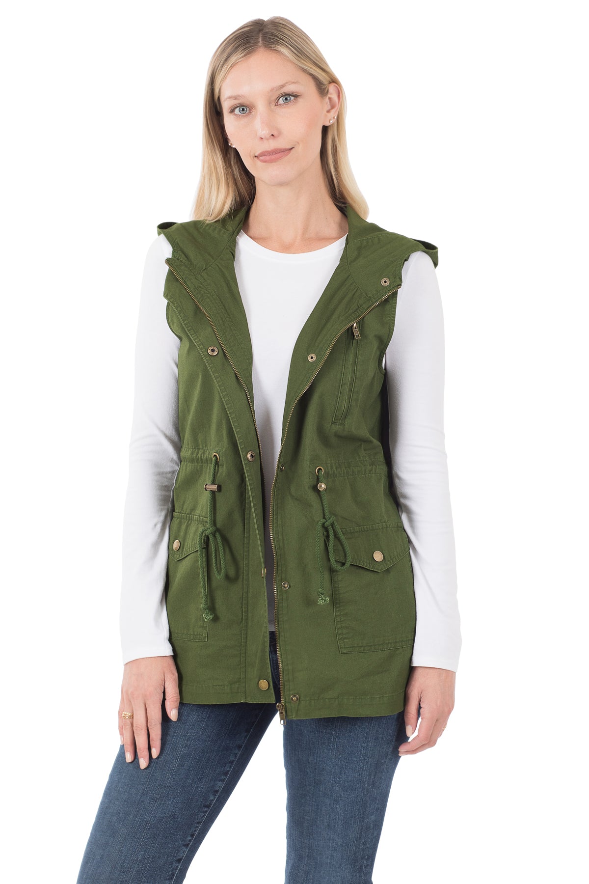 Olive Drawstring waist hoodie
