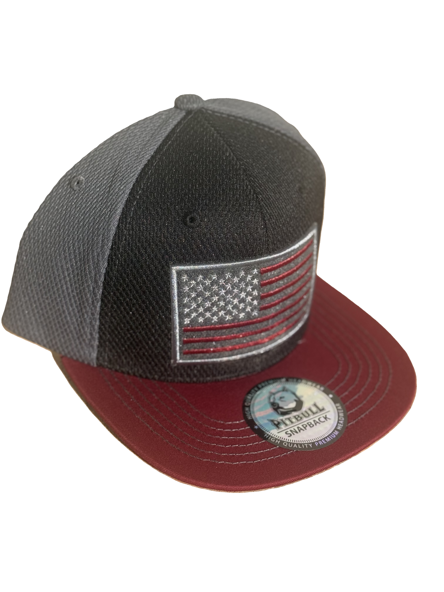 USA Flat Bill Black & Gray, Burgundy Bill, Snapback