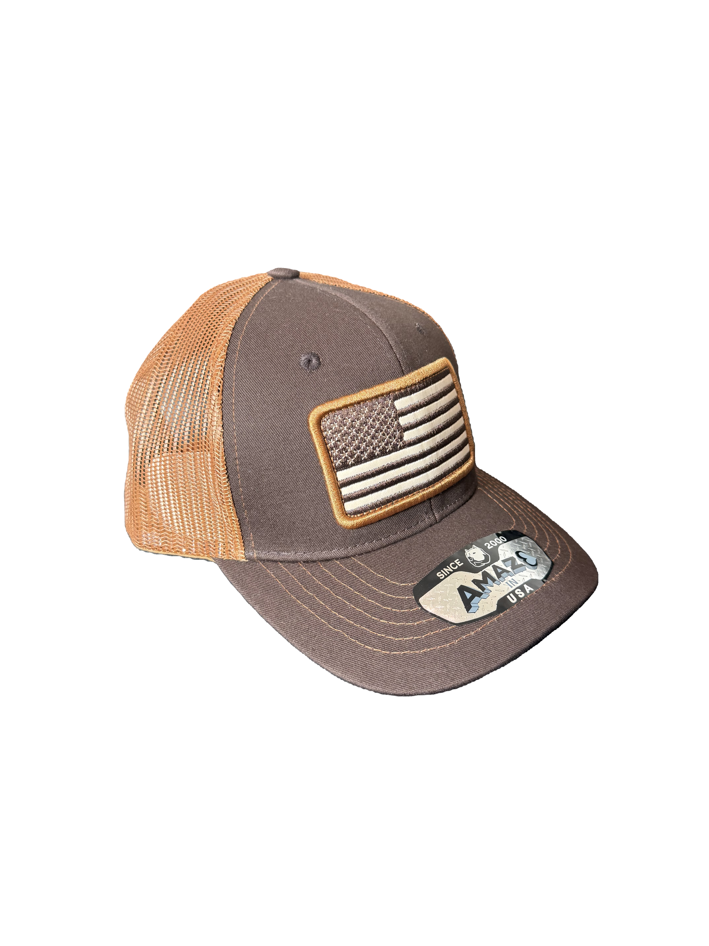 USA Brown and Camel Mesh Snapback