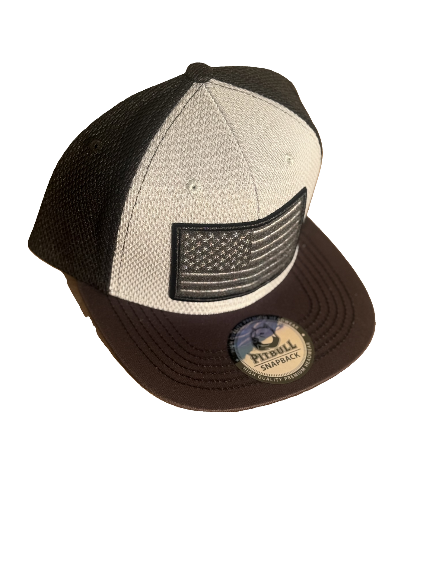 USA Flat Bill Silver & Black with Gray Bill, Snapback