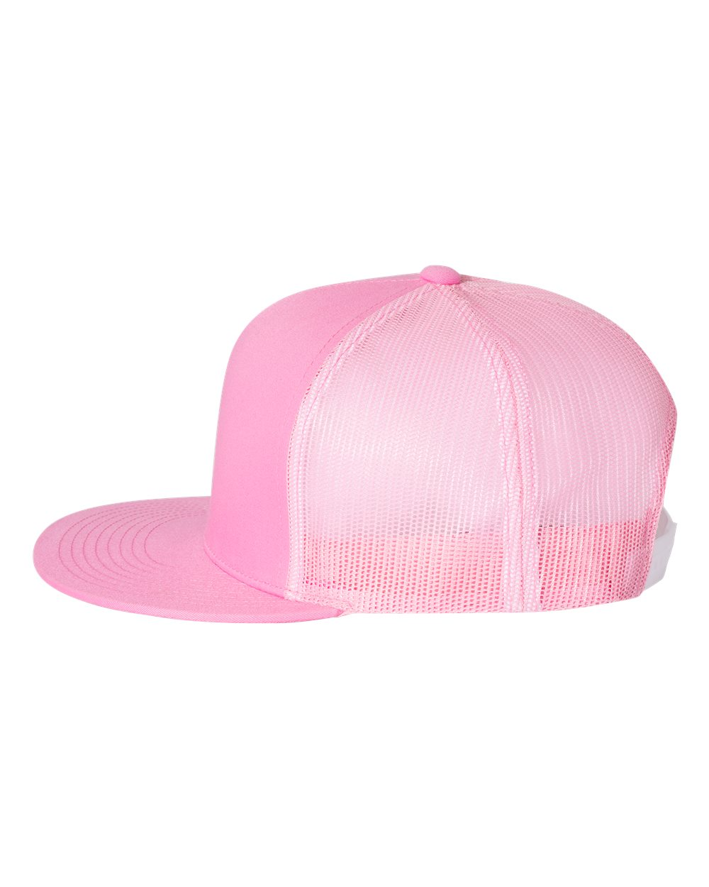 YP Five Panel Classic Flat Bill Trucker Pink Front and Pink Mesh