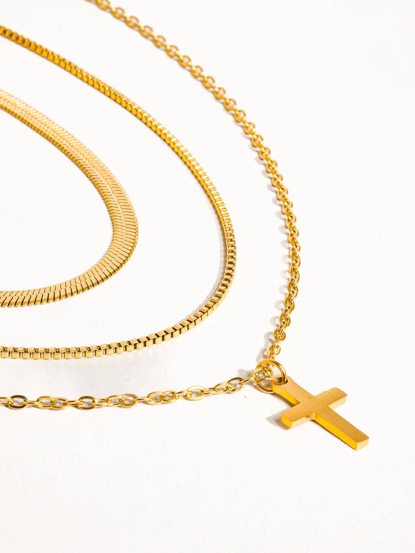 Georgine 18K Gold Non-Tarnish Layered Cross Necklace