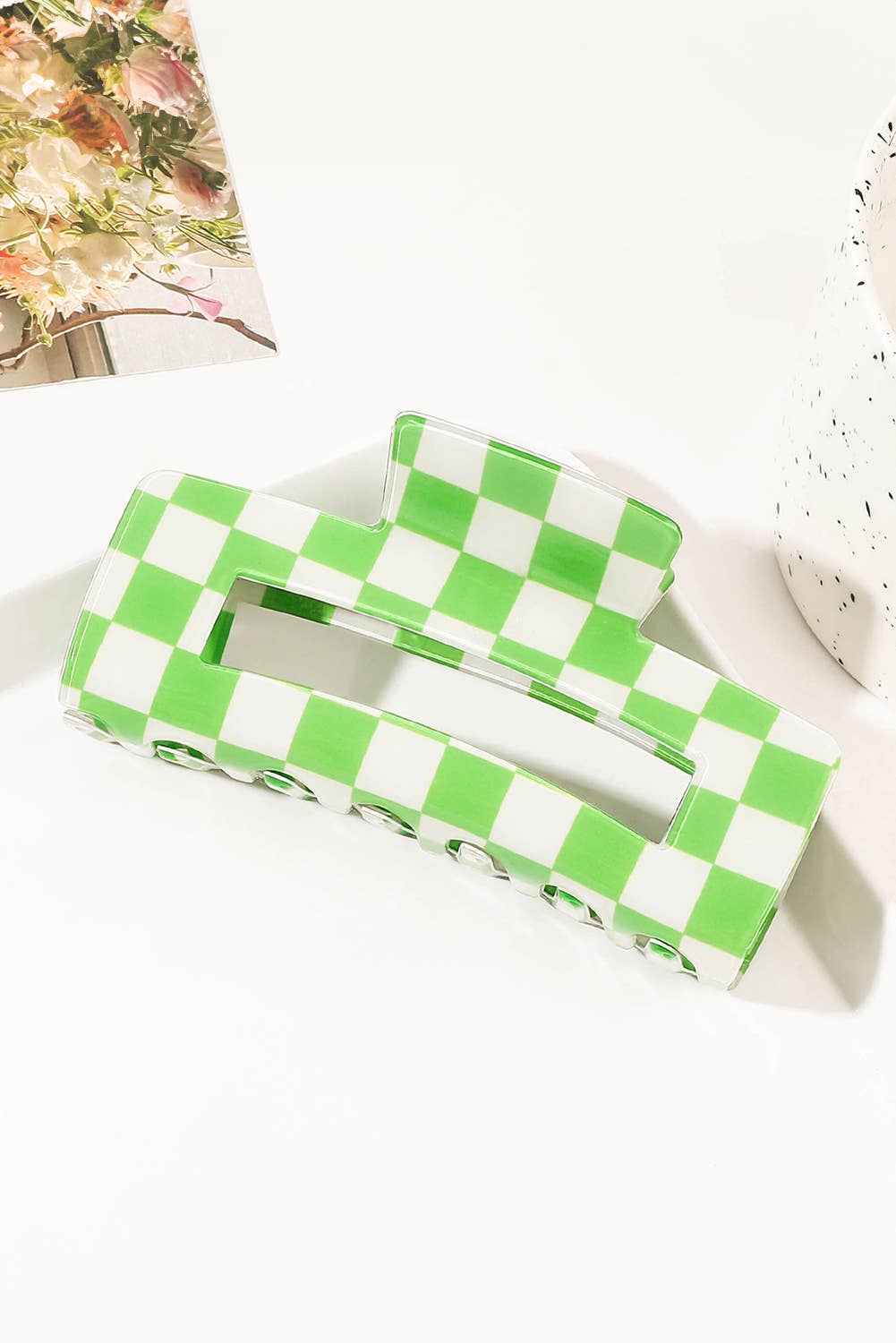 Checkered Print Hair Clip
