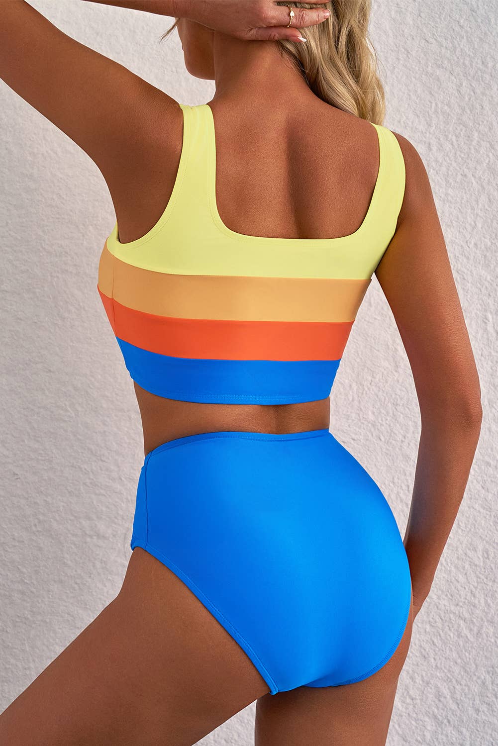 Colorblock Square Neck Bikini Swimsuit