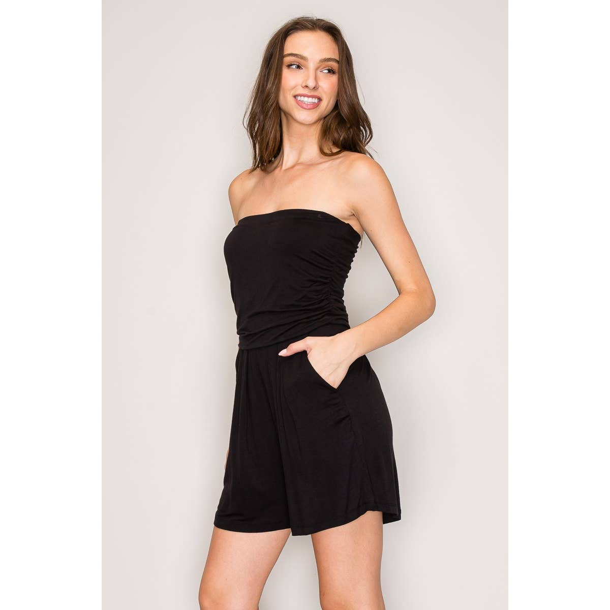 Sleeveless Tube Romper High Waist Short Jumpsuit