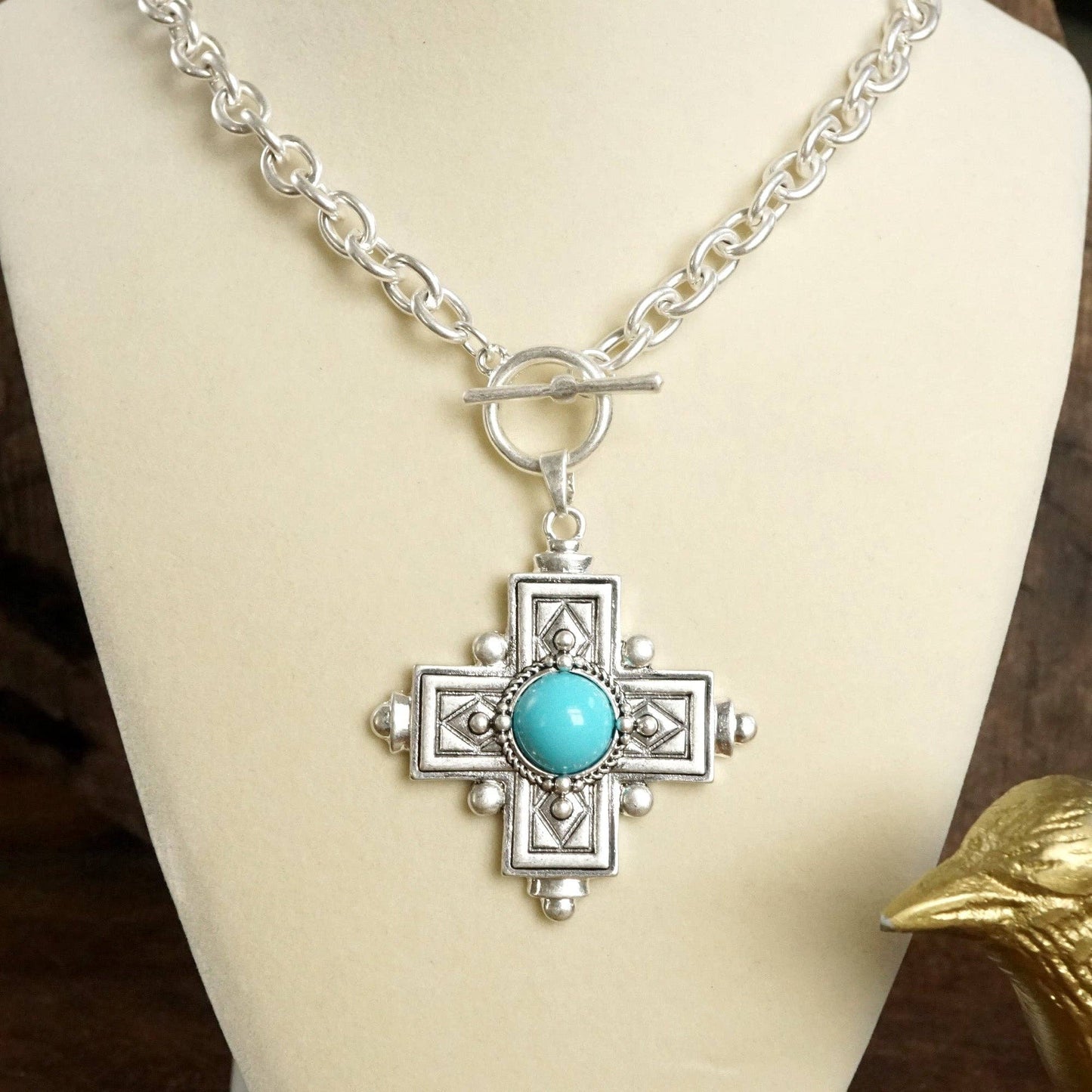 Cross Necklace W/Turquoise