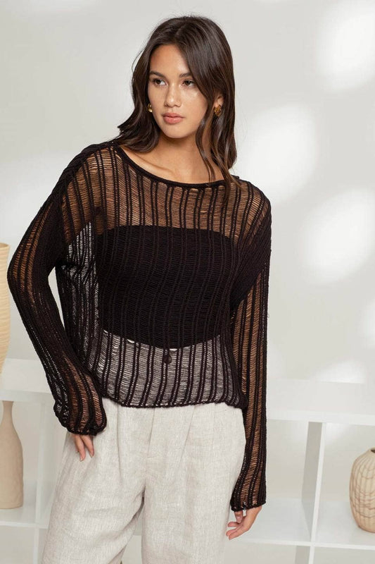 SHEER PULLOVER SWEATER