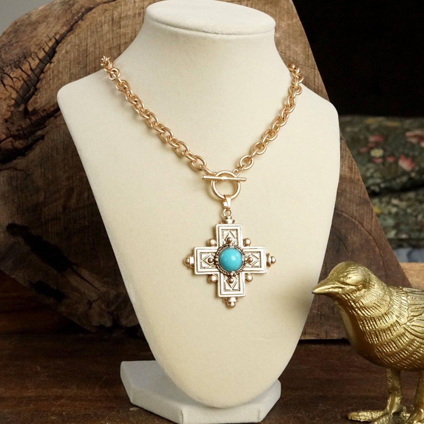Cross Necklace W/Turquoise