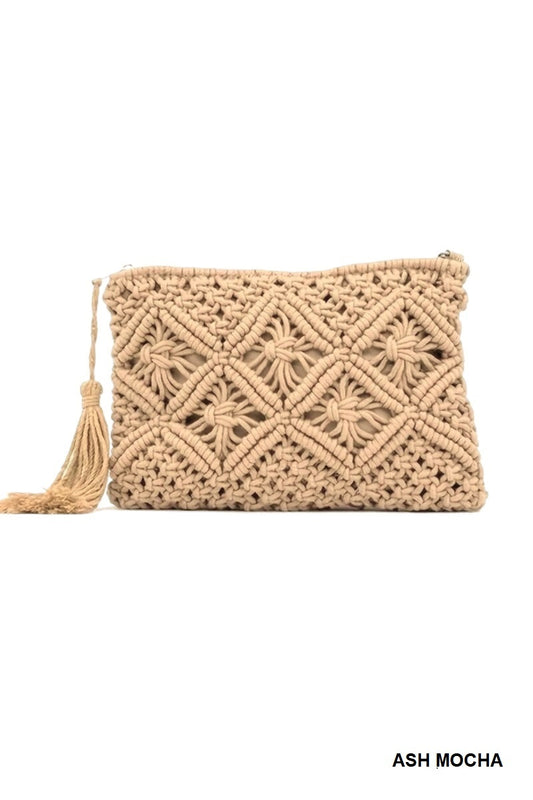 Mocha Woven crochet clutch