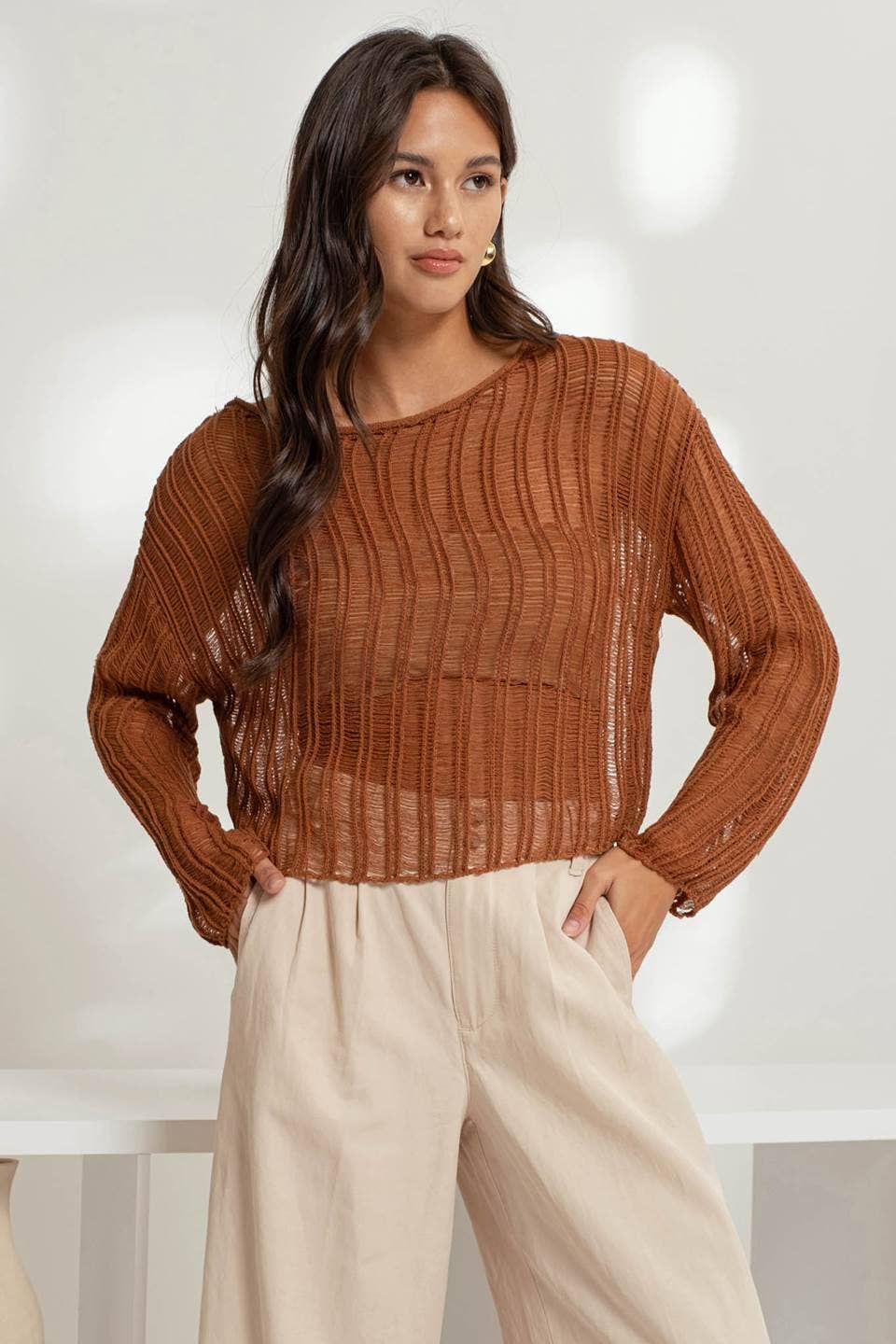 SHEER PULLOVER SWEATER
