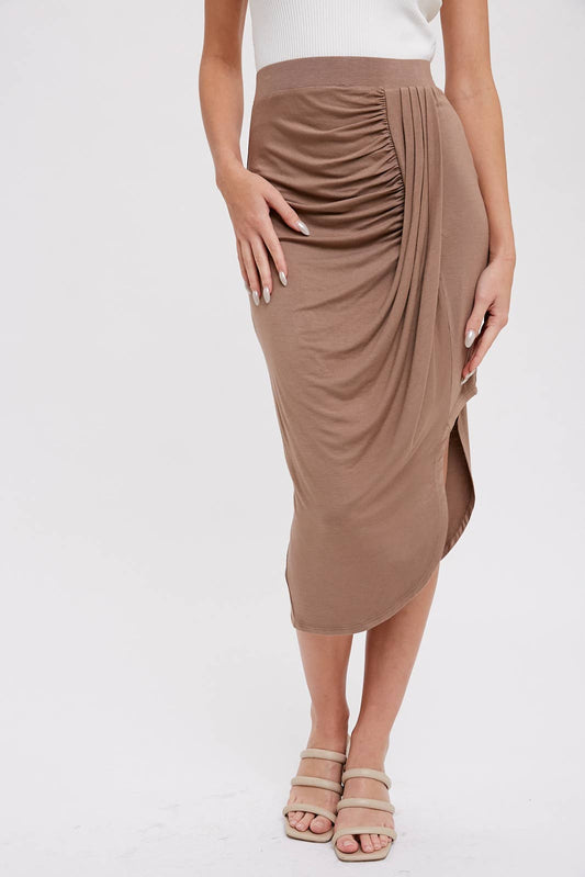 ASYMMETRICAL DRAPING JERSEY SKIRT