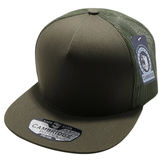 5 Panel Cotton Trucker Hats - Olive