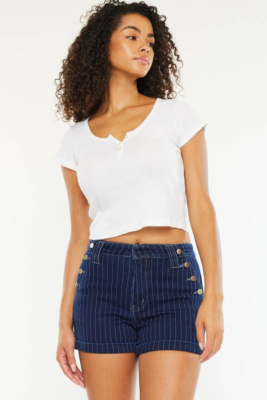 KanCan High Rise Stripe Shorts