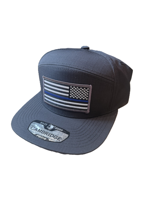 Black 6 Panel Blue Line