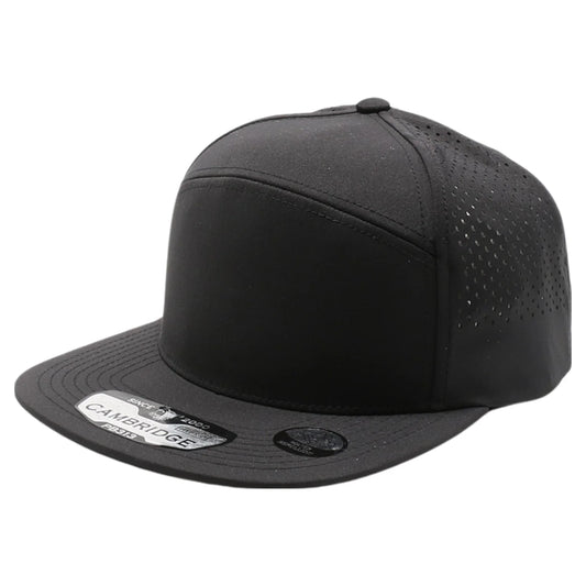 6 Panel Hybrid Perforated Flat Bill Black