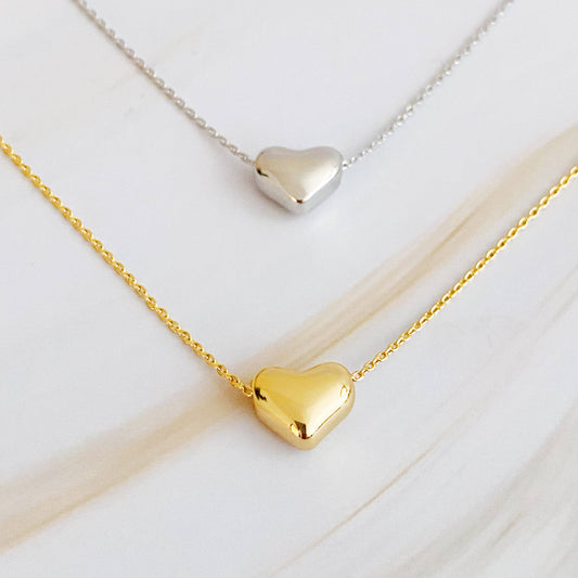Love Bean Heart Necklace, Gold or Silver