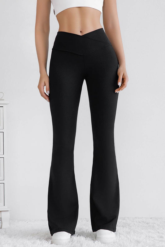 V Crossover High Waist Flared Leggings