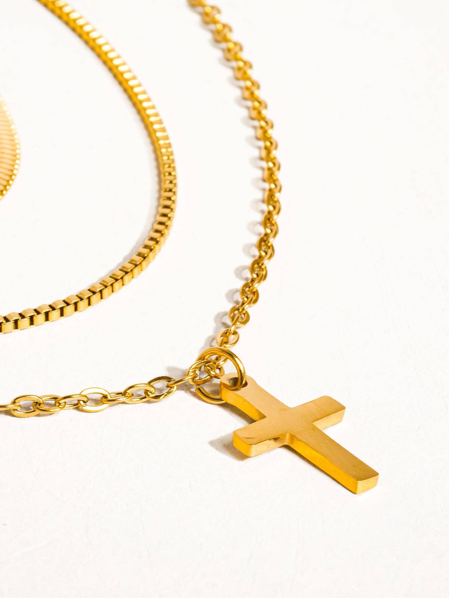 Georgine 18K Gold Non-Tarnish Layered Cross Necklace   
