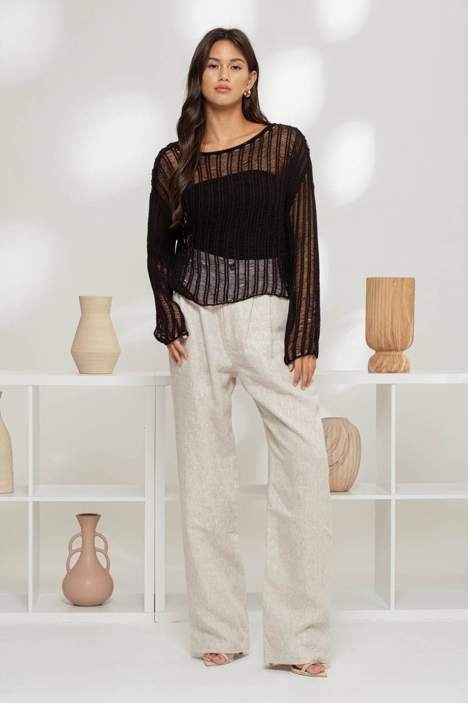 SHEER PULLOVER SWEATER