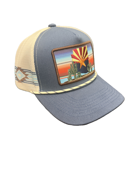 Arizona Blue & White Mesh Snapback with Rope
