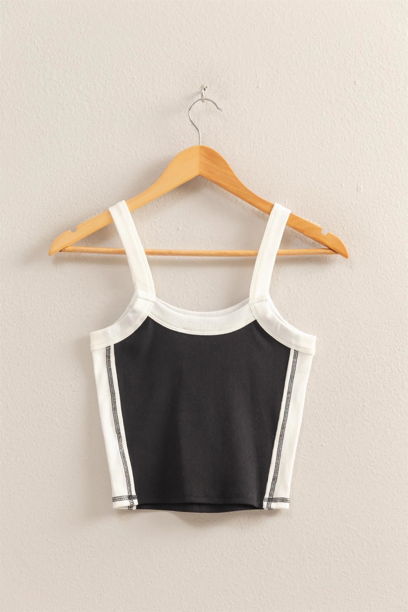 Ribbed Tank - Black with White