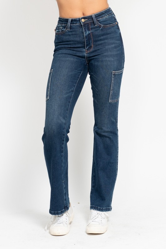 High Waist Cargo Bootcut Jeans