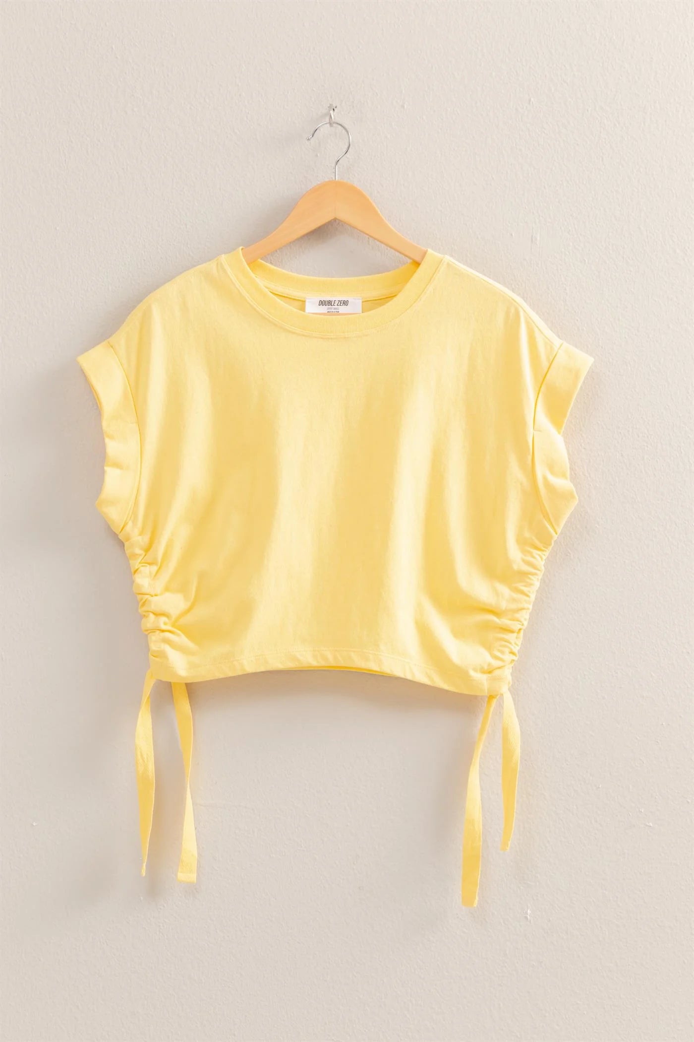 Knit Top with Side Ties - Creamy Yellow