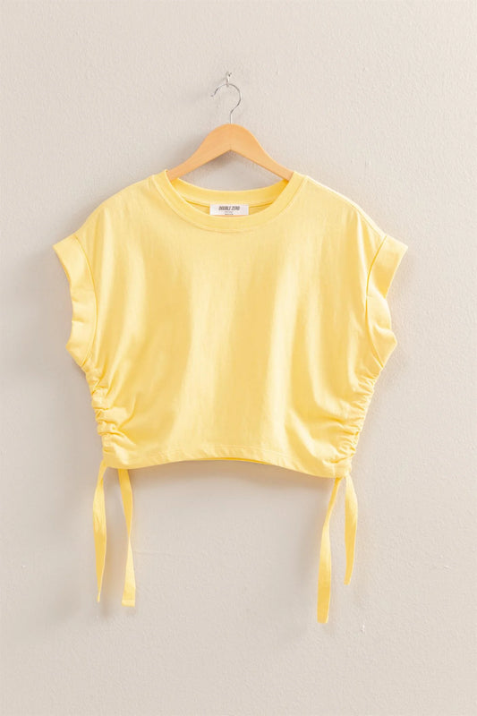 Knit Top with Side Ties - Creamy Yellow