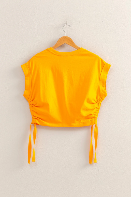 Knit Top with Side Ties - Orange