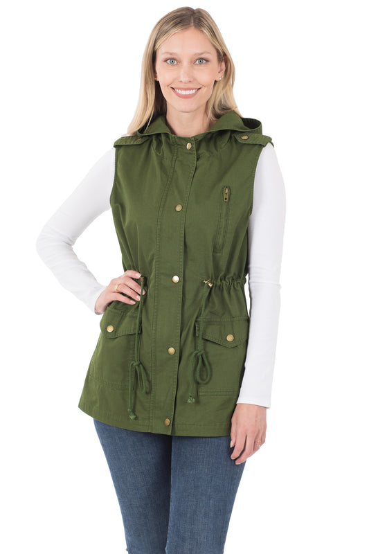 Olive Drawstring waist hoodie
