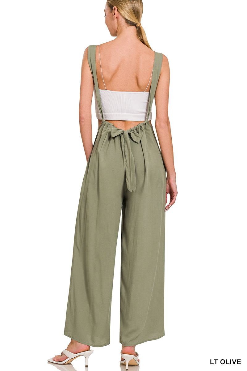 Tieback jumpsuit w/pockets
