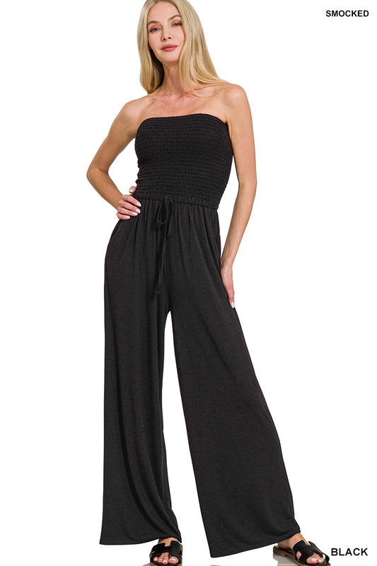 Black tube top jumpsuit